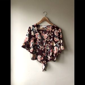 Floral Tie Front Crop Top Socialite Size M